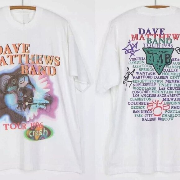 Dave Matthews Band Vintage 1996 Music Tour White T-Shirt, Classic Concert Tee 93 - Picture 1 of 6